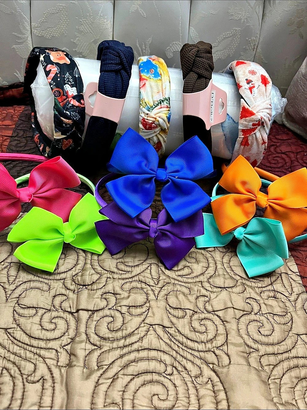 D.Bello Hair Accessories Blue & Purple Bows Like New